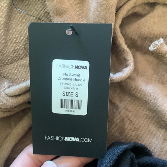 Fashion nova no sweet cropped hoodie chocolate S - Picture 4 of 5